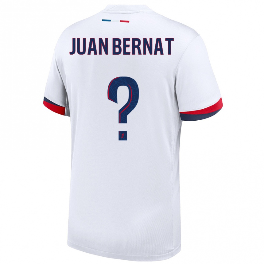 Vaikiškas Juan Bernat #0 Balta Mėlyna Raudona Išvykos Marškinėliai 2024/25 T-Shirt