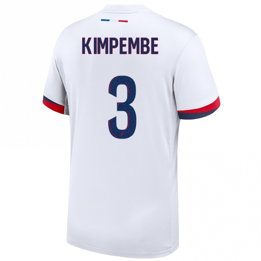 Vaikiškas Presnel Kimpembe #3 Balta Mėlyna Raudona Išvykos Marškinėliai 2024/25 T-Shirt