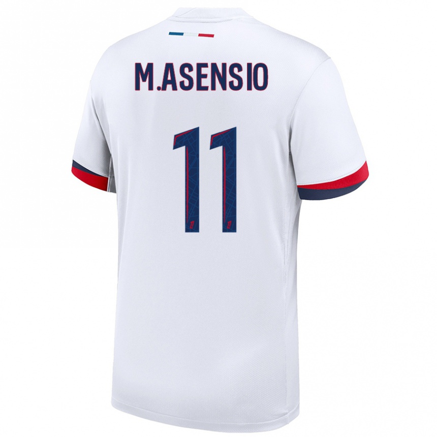 Vaikiškas Marco Asensio #11 Balta Mėlyna Raudona Išvykos Marškinėliai 2024/25 T-Shirt