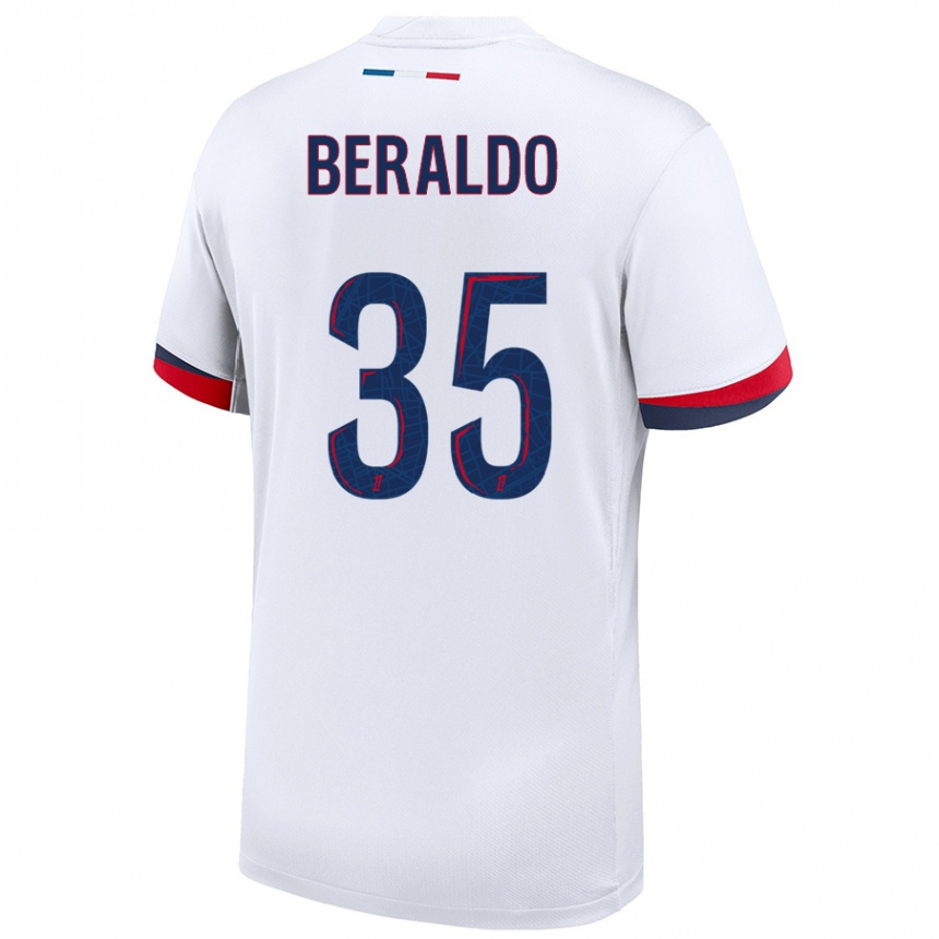 Vaikiškas Lucas Beraldo #35 Balta Mėlyna Raudona Išvykos Marškinėliai 2024/25 T-Shirt