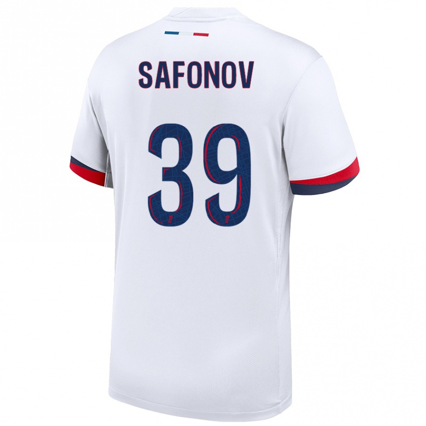 Vaikiškas Matvey Safonov #39 Balta Mėlyna Raudona Išvykos Marškinėliai 2024/25 T-Shirt