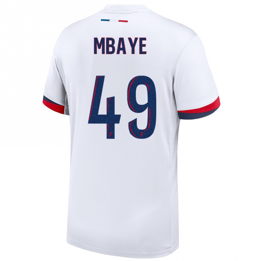 Vaikiškas Ibrahim Mbaye #49 Balta Mėlyna Raudona Išvykos Marškinėliai 2024/25 T-Shirt