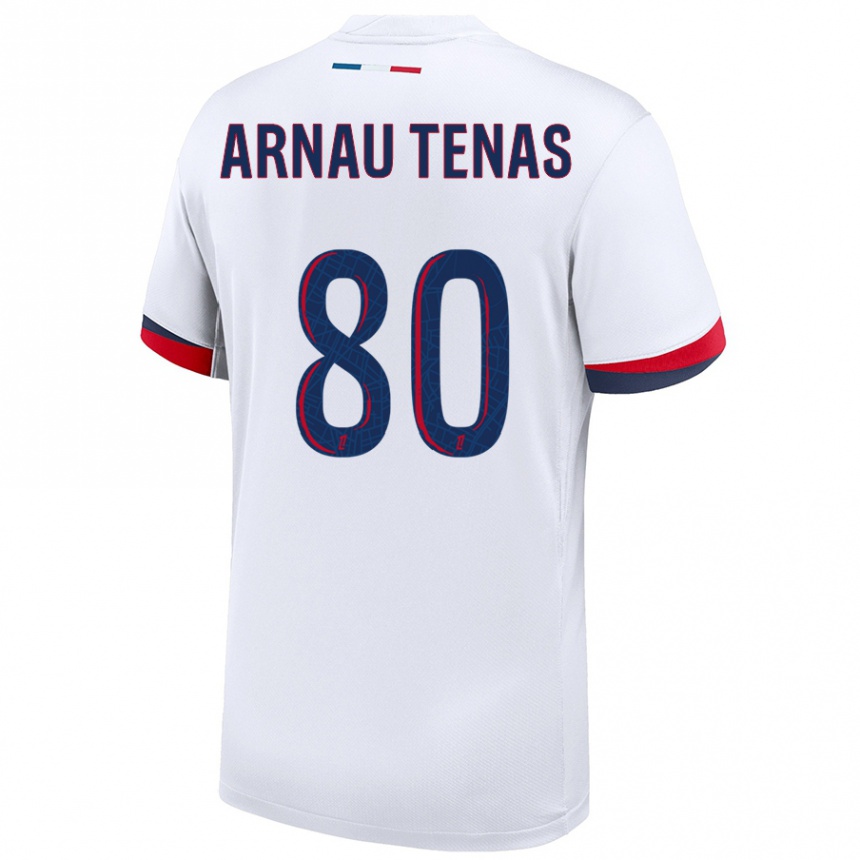 Vaikiškas Arnau Tenas #80 Balta Mėlyna Raudona Išvykos Marškinėliai 2024/25 T-Shirt