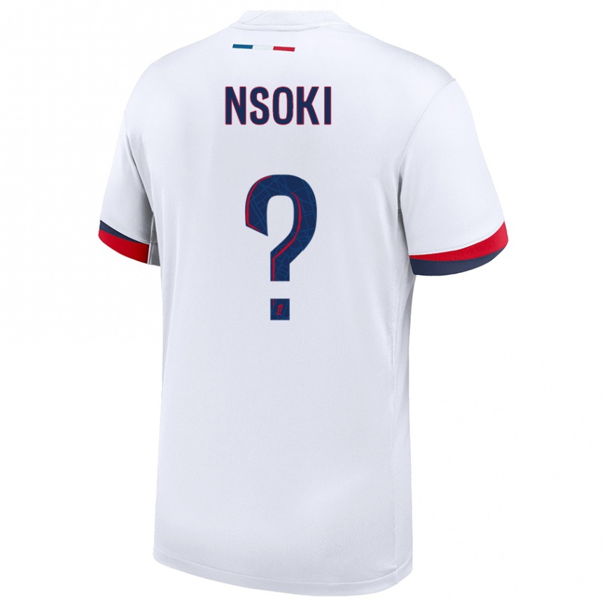 Vaikiškas Noah Nsoki #0 Balta Mėlyna Raudona Išvykos Marškinėliai 2024/25 T-Shirt