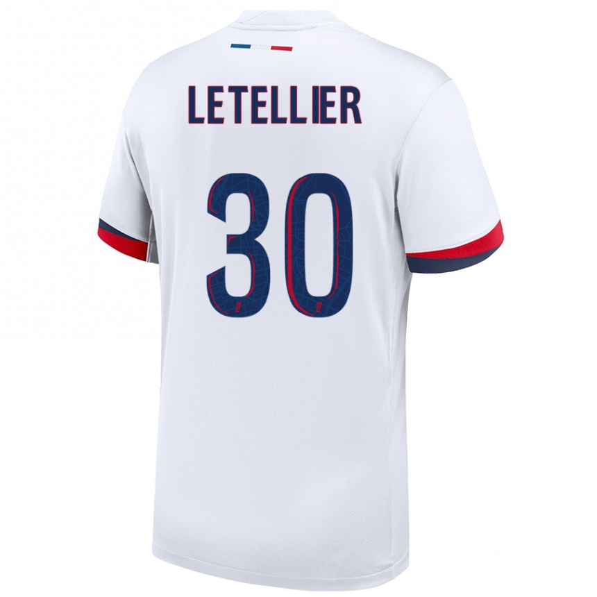 Vaikiškas Alexandre Letellier #30 Balta Mėlyna Raudona Išvykos Marškinėliai 2024/25 T-Shirt