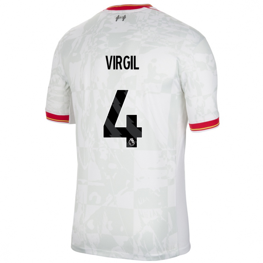 Vaikiškas Virgil Van Dijk #4 Balta Raudona Juoda Trečias Marškinėliai 2024/25 T-Shirt