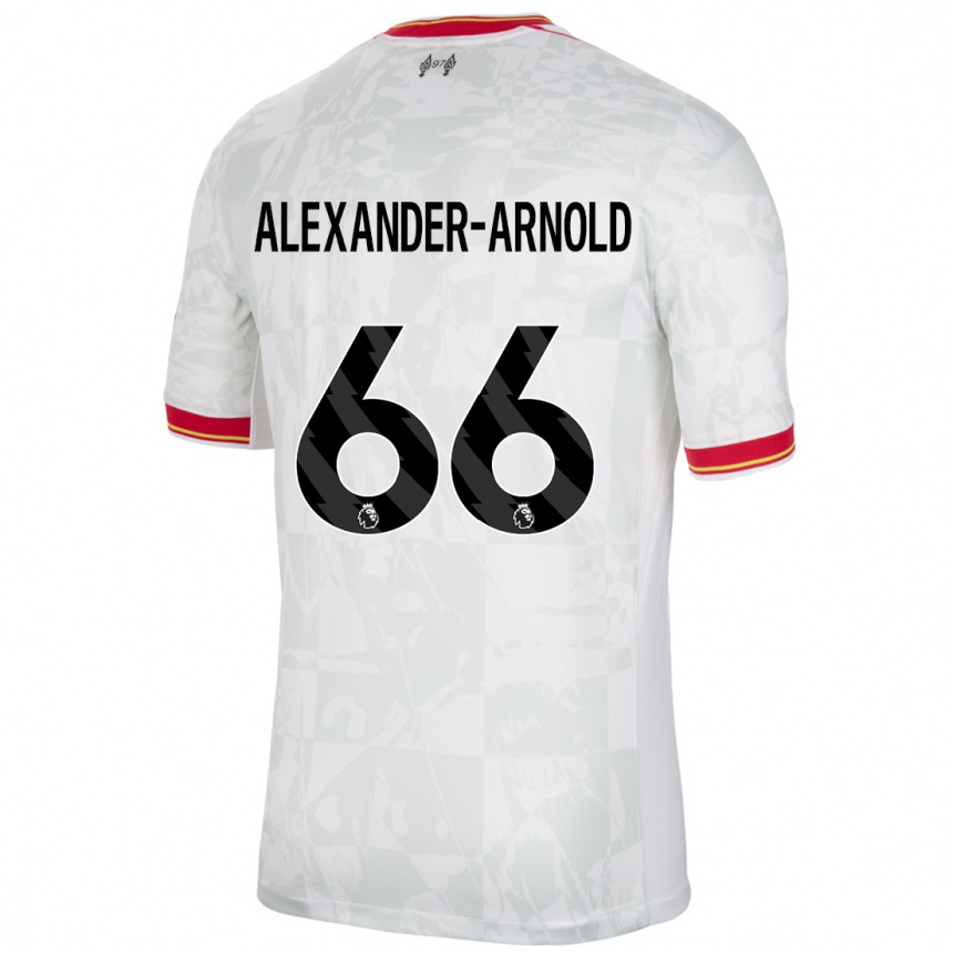 Vaikiškas Trent Alexander-Arnold #66 Balta Raudona Juoda Trečias Marškinėliai 2024/25 T-Shirt