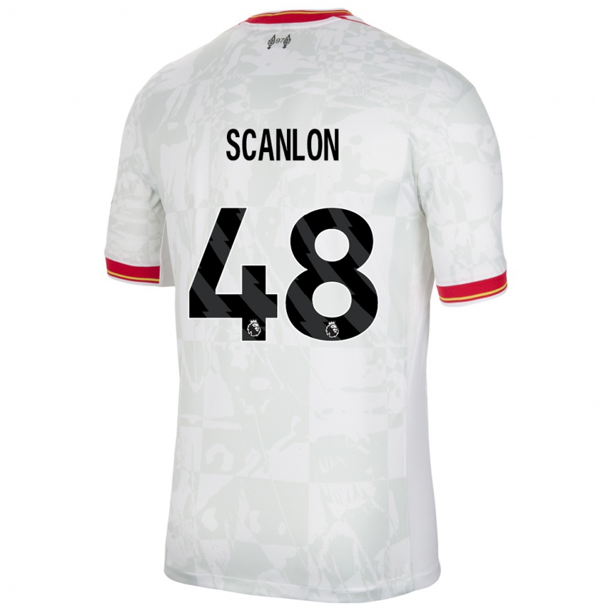 Vaikiškas Calum Scanlon #48 Balta Raudona Juoda Trečias Marškinėliai 2024/25 T-Shirt