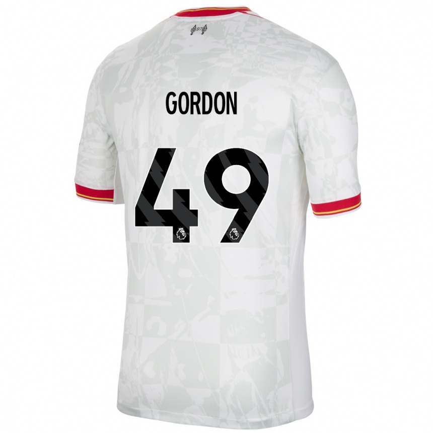 Vaikiškas Kaide Gordon #49 Balta Raudona Juoda Trečias Marškinėliai 2024/25 T-Shirt