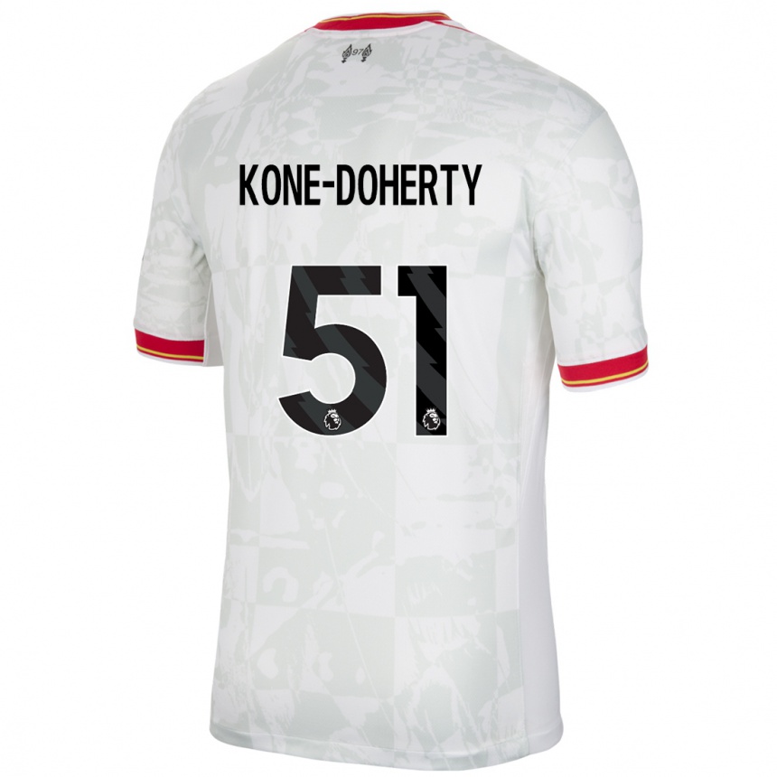 Vaikiškas Trent Kone-Doherty #51 Balta Raudona Juoda Trečias Marškinėliai 2024/25 T-Shirt