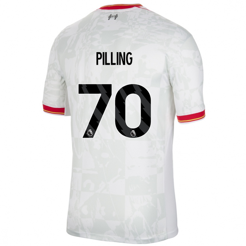 Vaikiškas Tommy Pilling #70 Balta Raudona Juoda Trečias Marškinėliai 2024/25 T-Shirt