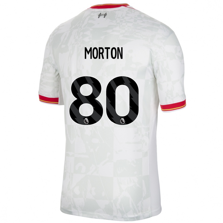 Vaikiškas Tyler Morton #80 Balta Raudona Juoda Trečias Marškinėliai 2024/25 T-Shirt