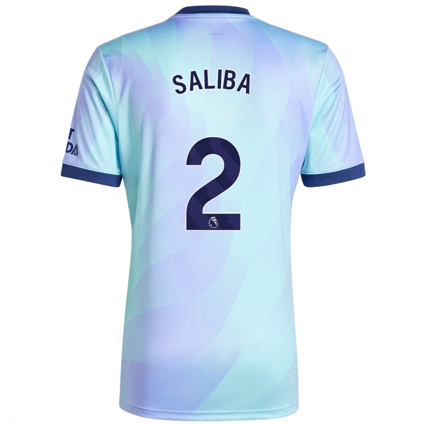 Vaikiškas William Saliba #2 Aqua Trečias Marškinėliai 2024/25 T-Shirt