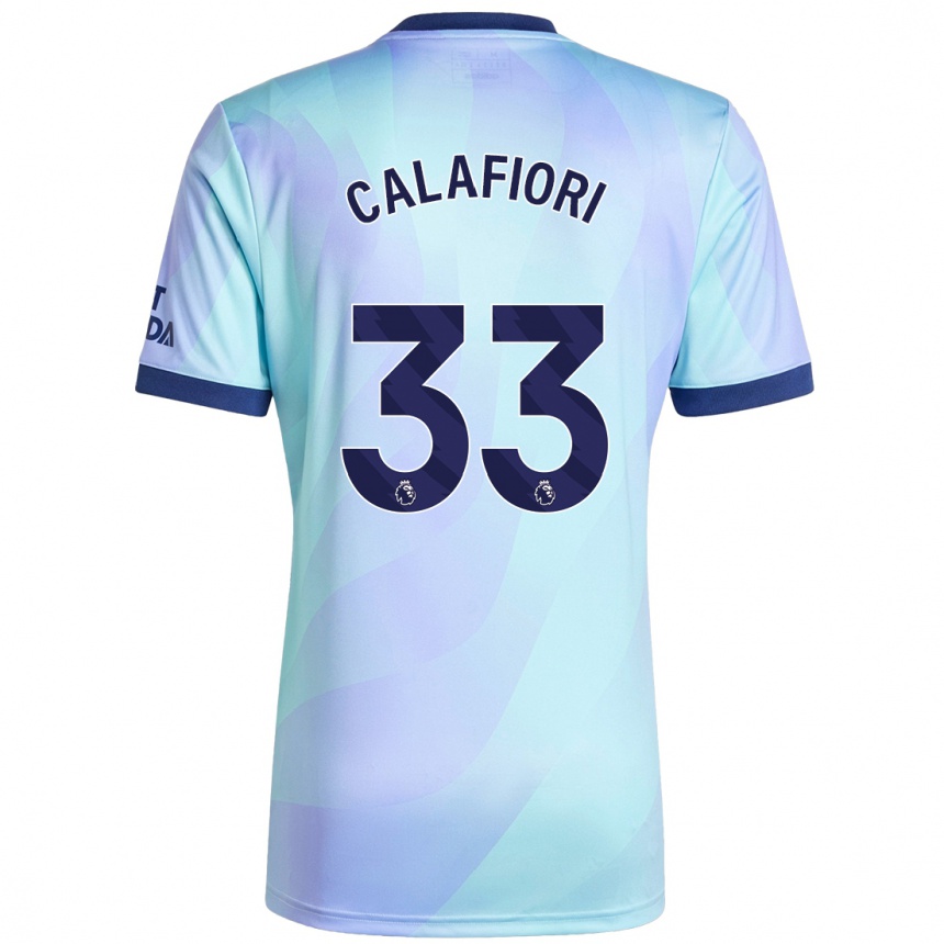 Vaikiškas Riccardo Calafiori #33 Aqua Trečias Marškinėliai 2024/25 T-Shirt