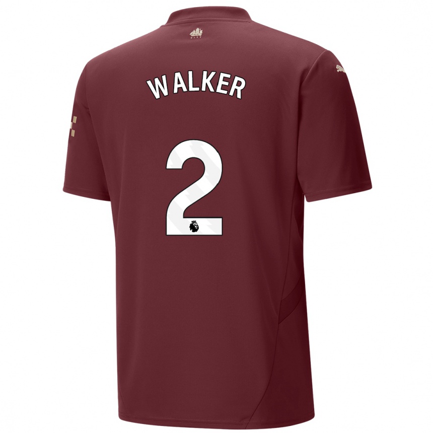 Vaikiškas Kyle Walker #2 Kaštoninės Spalvos Trečias Marškinėliai 2024/25 T-Shirt