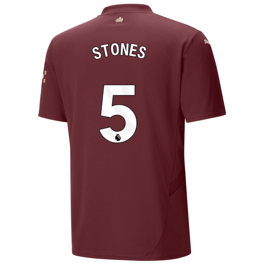 Vaikiškas John Stones #5 Kaštoninės Spalvos Trečias Marškinėliai 2024/25 T-Shirt