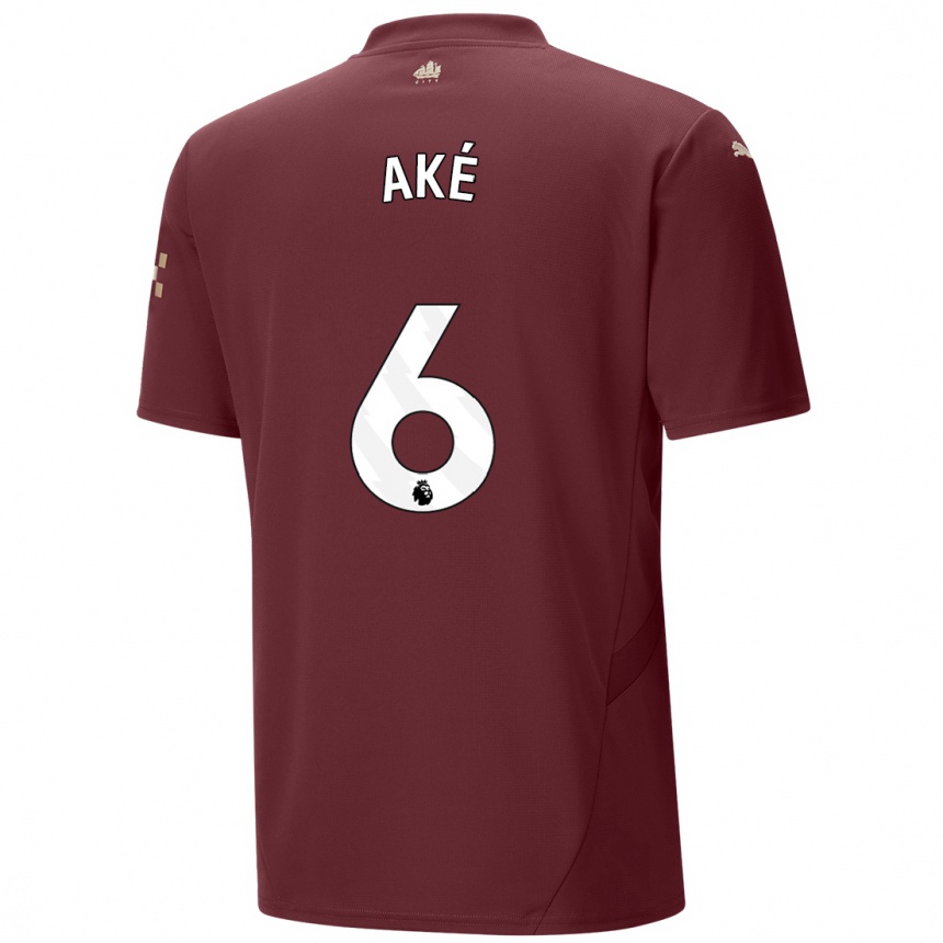 Vaikiškas Nathan Ake #6 Kaštoninės Spalvos Trečias Marškinėliai 2024/25 T-Shirt