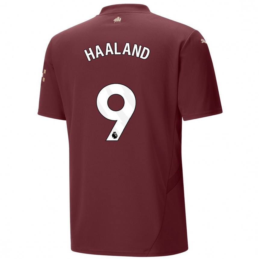 Vaikiškas Erling Haaland #9 Kaštoninės Spalvos Trečias Marškinėliai 2024/25 T-Shirt