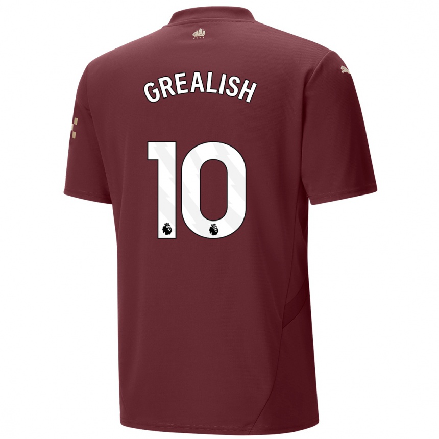 Vaikiškas Jack Grealish #10 Kaštoninės Spalvos Trečias Marškinėliai 2024/25 T-Shirt