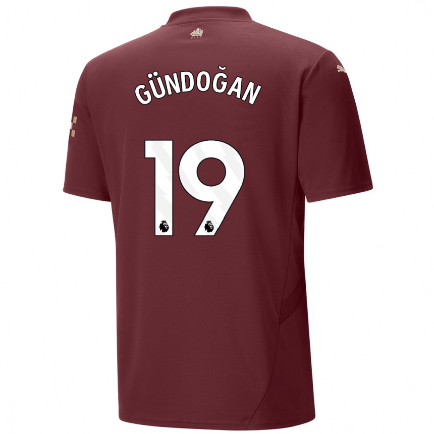 Vaikiškas Ilkay Gundogan #19 Kaštoninės Spalvos Trečias Marškinėliai 2024/25 T-Shirt