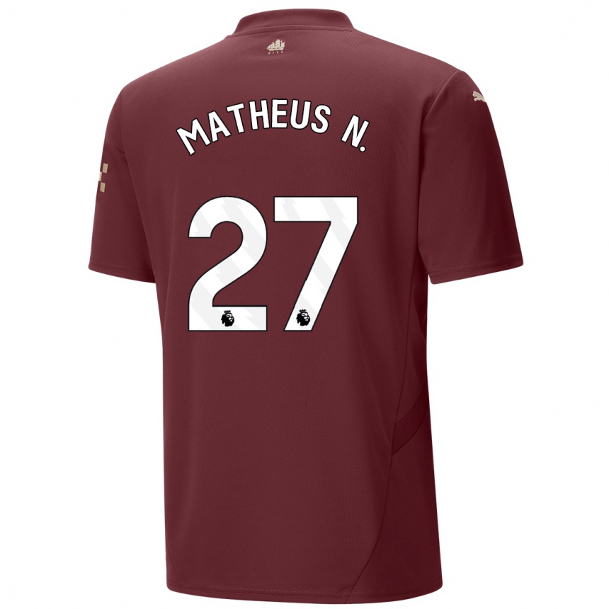 Vaikiškas Matheus Nunes #27 Kaštoninės Spalvos Trečias Marškinėliai 2024/25 T-Shirt