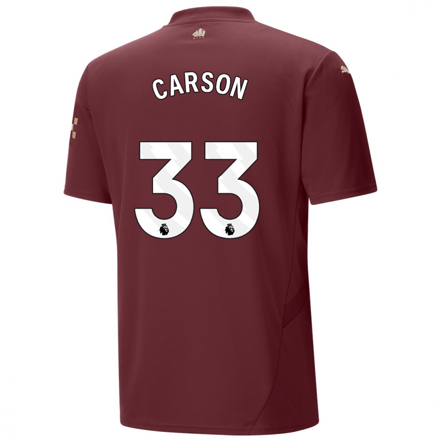 Vaikiškas Scott Carson #33 Kaštoninės Spalvos Trečias Marškinėliai 2024/25 T-Shirt