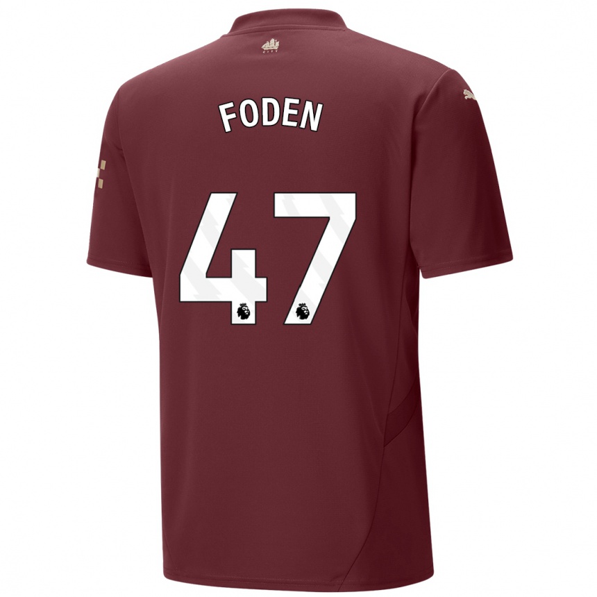 Vaikiškas Phil Foden #47 Kaštoninės Spalvos Trečias Marškinėliai 2024/25 T-Shirt