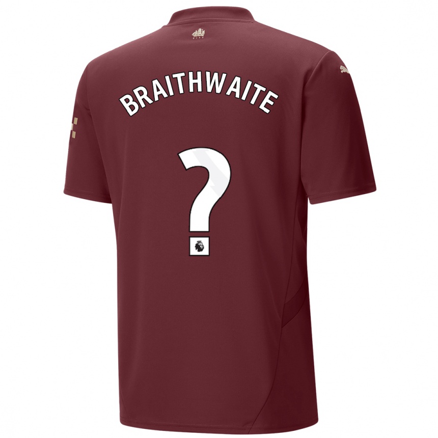 Vaikiškas Kaden Braithwaite #0 Kaštoninės Spalvos Trečias Marškinėliai 2024/25 T-Shirt