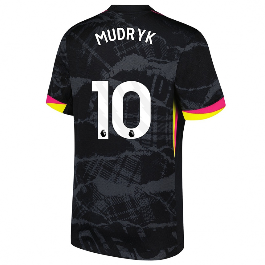 Vaikiškas Mykhaylo Mudryk #10 Juoda Rožinė Trečias Marškinėliai 2024/25 T-Shirt