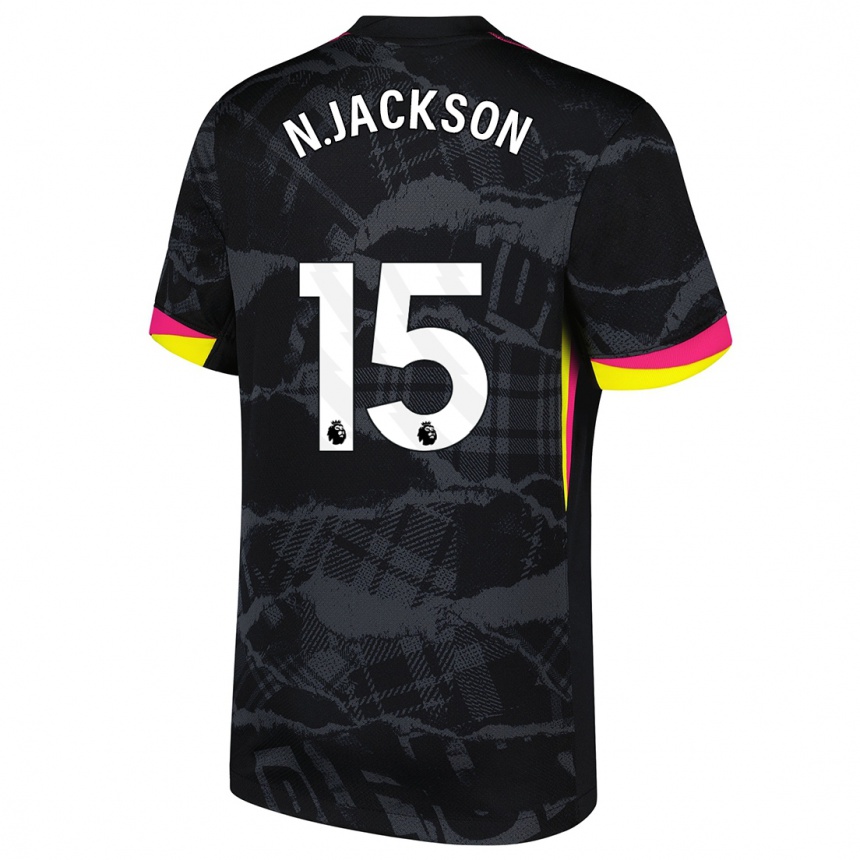 Vaikiškas Nicolas Jackson #15 Juoda Rožinė Trečias Marškinėliai 2024/25 T-Shirt