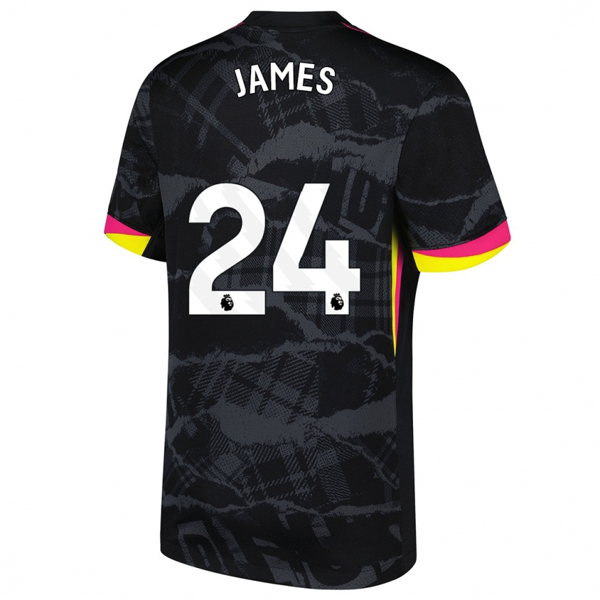 Vaikiškas Reece James #24 Juoda Rožinė Trečias Marškinėliai 2024/25 T-Shirt