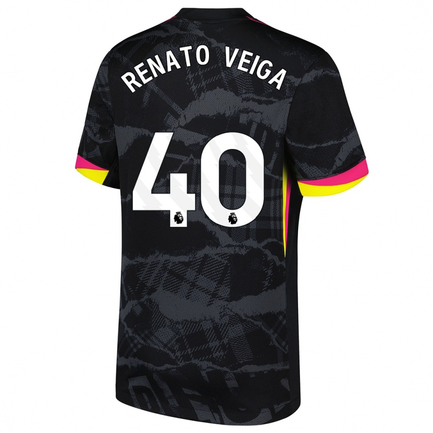 Vaikiškas Renato Veiga #40 Juoda Rožinė Trečias Marškinėliai 2024/25 T-Shirt