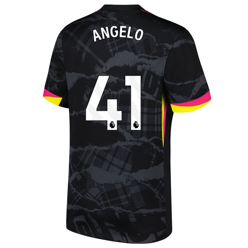 Vaikiškas Ângelo #41 Juoda Rožinė Trečias Marškinėliai 2024/25 T-Shirt