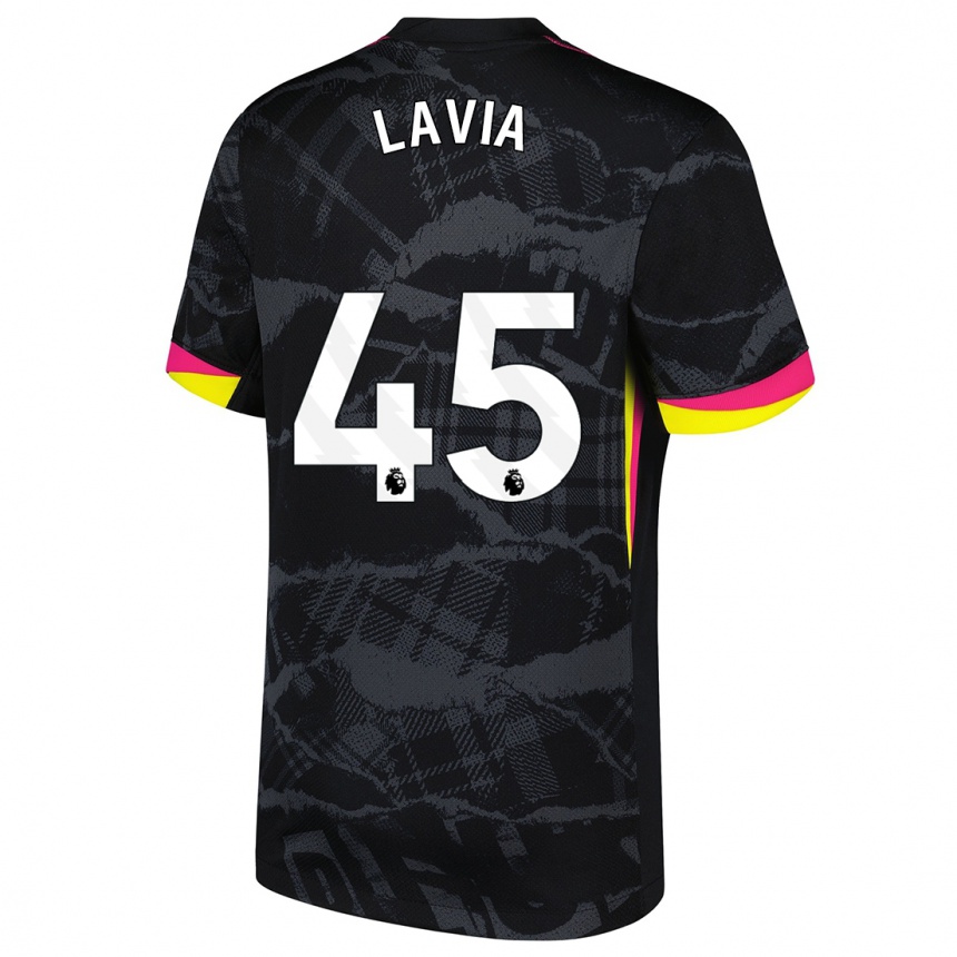 Vaikiškas Roméo Lavia #45 Juoda Rožinė Trečias Marškinėliai 2024/25 T-Shirt