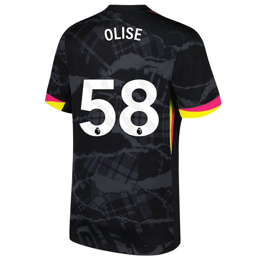 Vaikiškas Richard Olise #58 Juoda Rožinė Trečias Marškinėliai 2024/25 T-Shirt