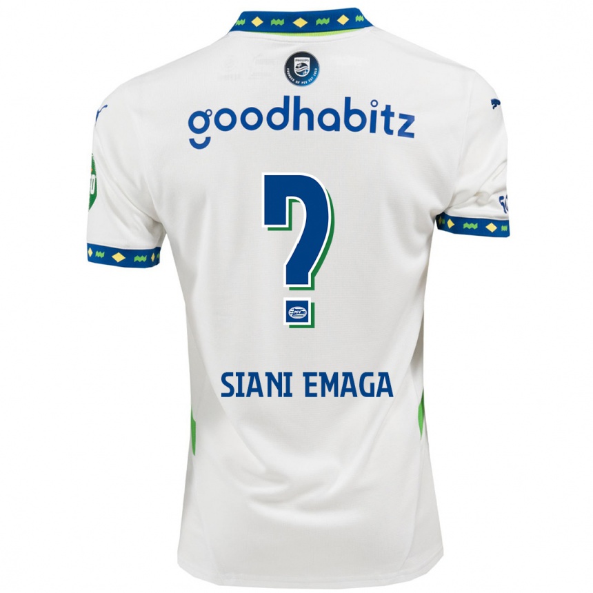 Vaikiškas Ezechiel Siani Emaga #0 Balta Tamsiai Mėlyna Trečias Marškinėliai 2024/25 T-Shirt