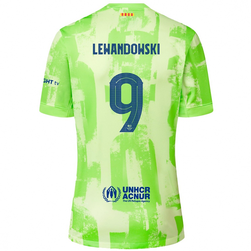 Vaikiškas Robert Lewandowski #9 Kalkių Trečias Marškinėliai 2024/25 T-Shirt