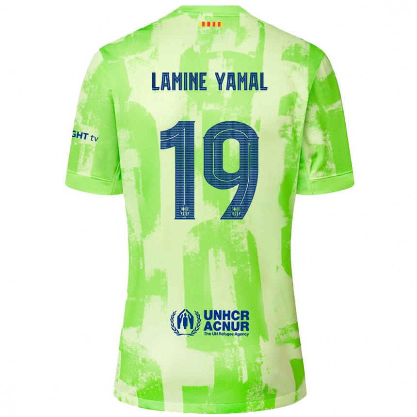 Vaikiškas Lamine Yamal #19 Kalkių Trečias Marškinėliai 2024/25 T-Shirt