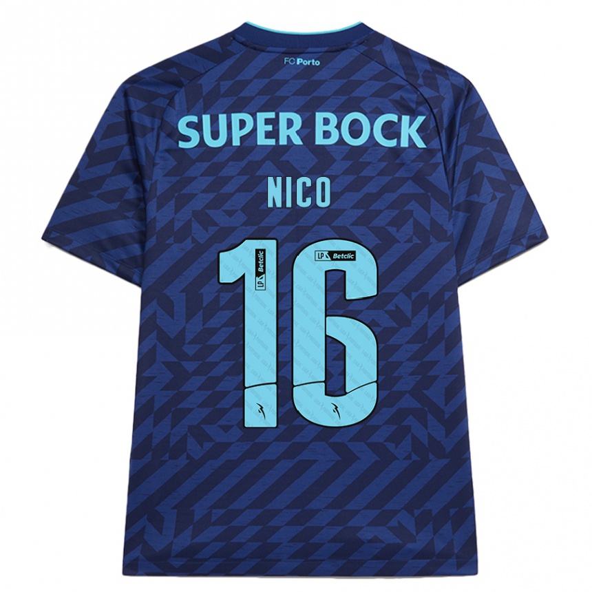 Vaikiškas Nico González #16 Tamsiai Mėlyna Trečias Marškinėliai 2024/25 T-Shirt