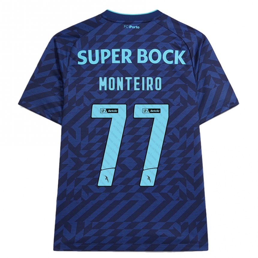 Vaikiškas Rui Monteiro #77 Tamsiai Mėlyna Trečias Marškinėliai 2024/25 T-Shirt