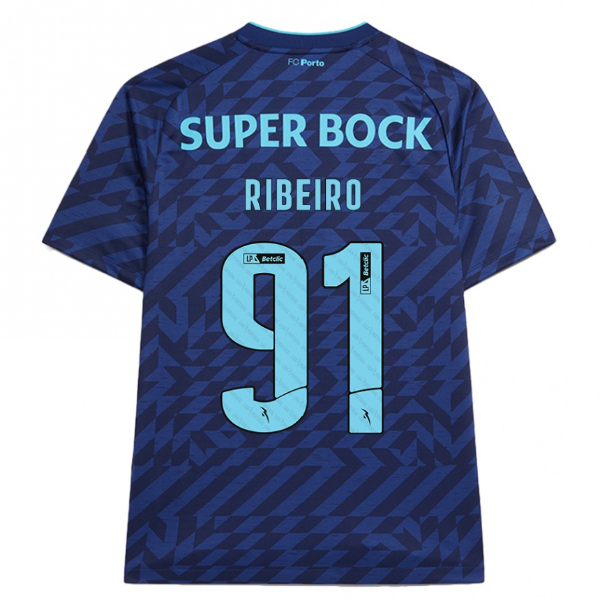 Vaikiškas Gonçalo Ribeiro #91 Tamsiai Mėlyna Trečias Marškinėliai 2024/25 T-Shirt