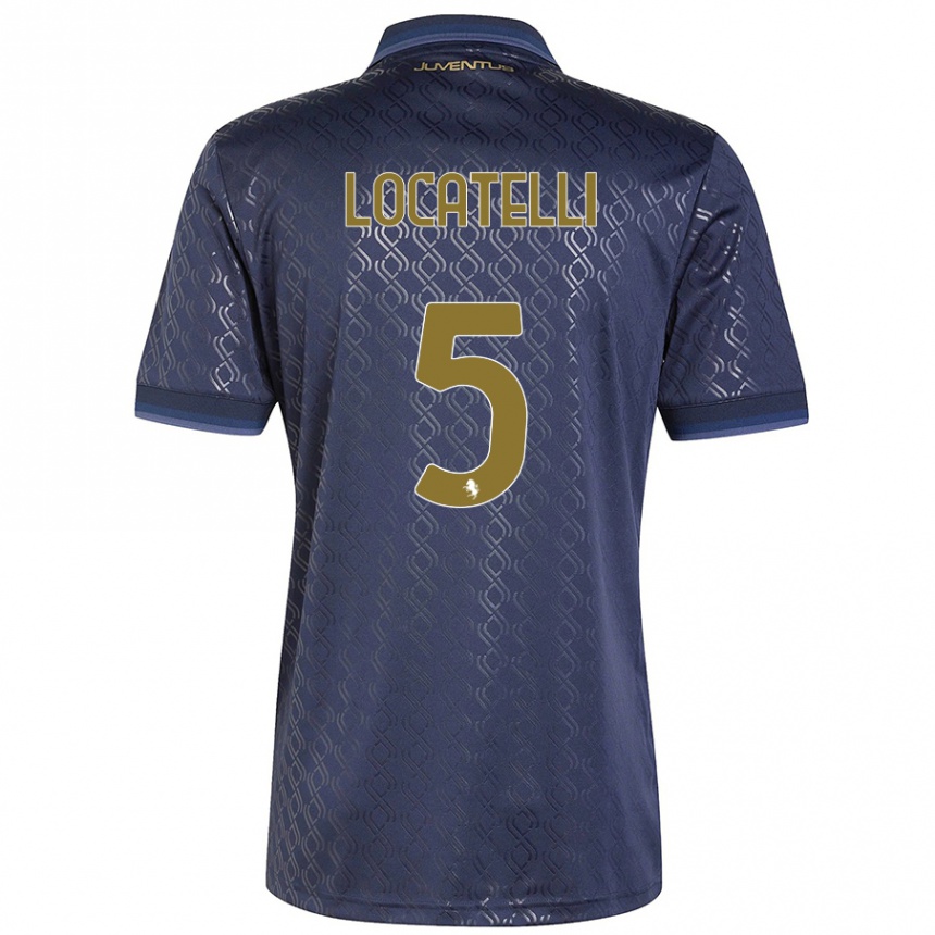 Vaikiškas Manuel Locatelli #5 Tamsiai Mėlyna Trečias Marškinėliai 2024/25 T-Shirt