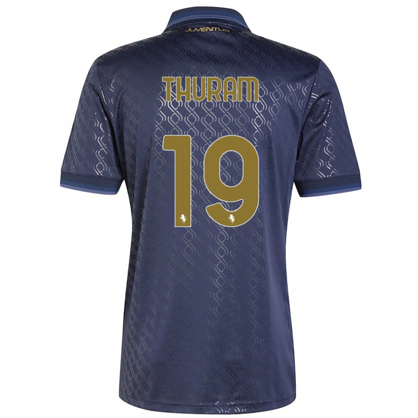 Vaikiškas Khéphren Thuram #19 Tamsiai Mėlyna Trečias Marškinėliai 2024/25 T-Shirt