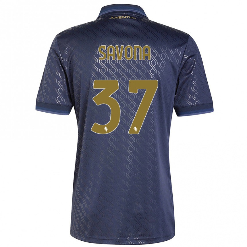 Vaikiškas Nicolo Savona #37 Tamsiai Mėlyna Trečias Marškinėliai 2024/25 T-Shirt