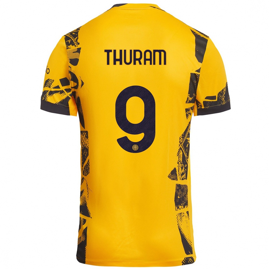 Vaikiškas Marcus Thuram #9 Auksinis Juodas Trečias Marškinėliai 2024/25 T-Shirt