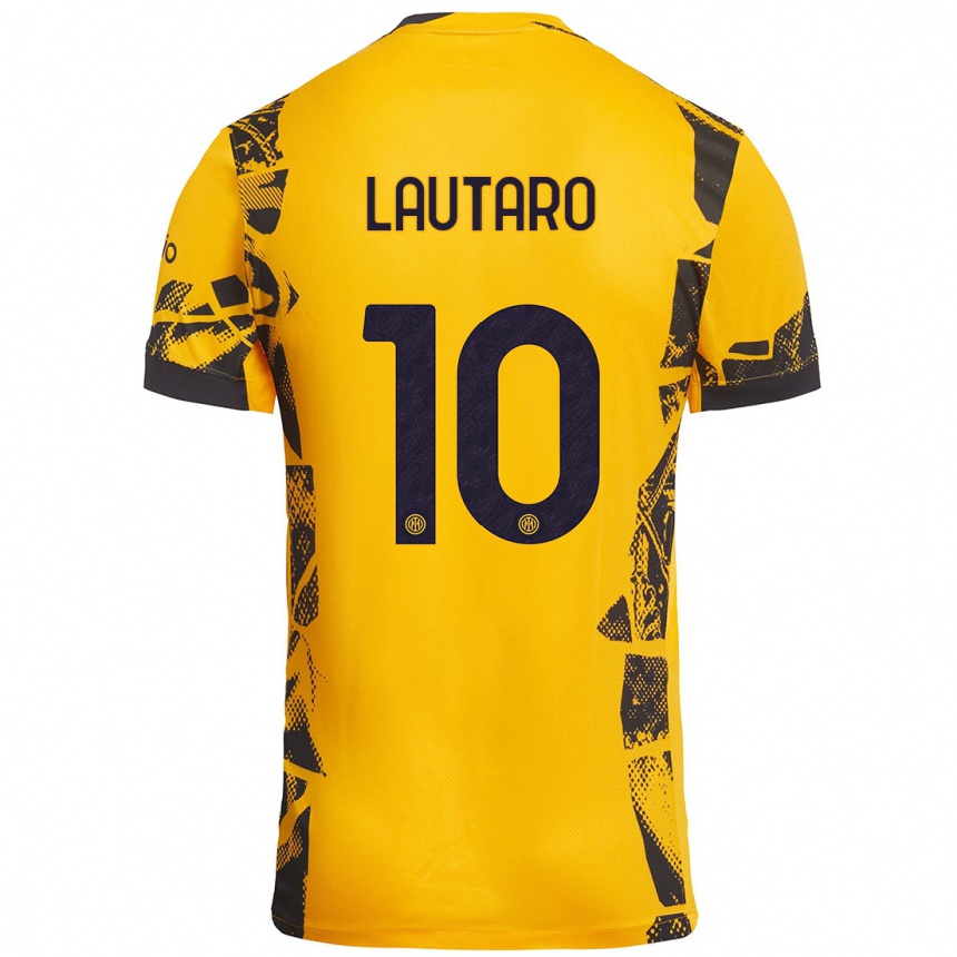 Vaikiškas Lautaro Martínez #10 Auksinis Juodas Trečias Marškinėliai 2024/25 T-Shirt