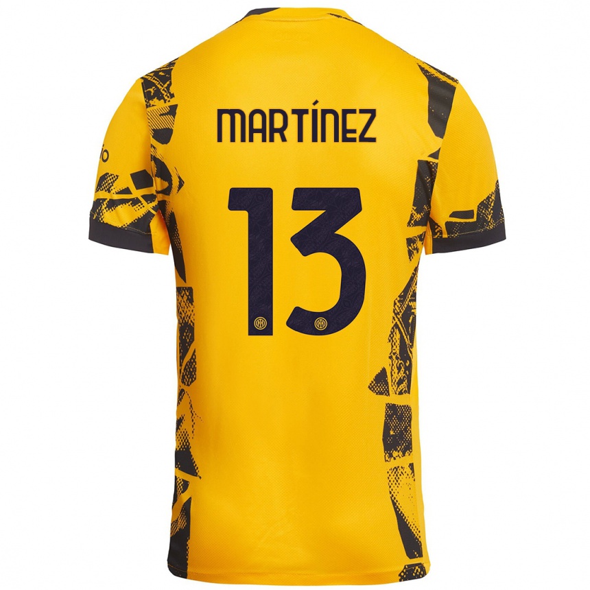 Vaikiškas Josep Martínez #13 Auksinis Juodas Trečias Marškinėliai 2024/25 T-Shirt