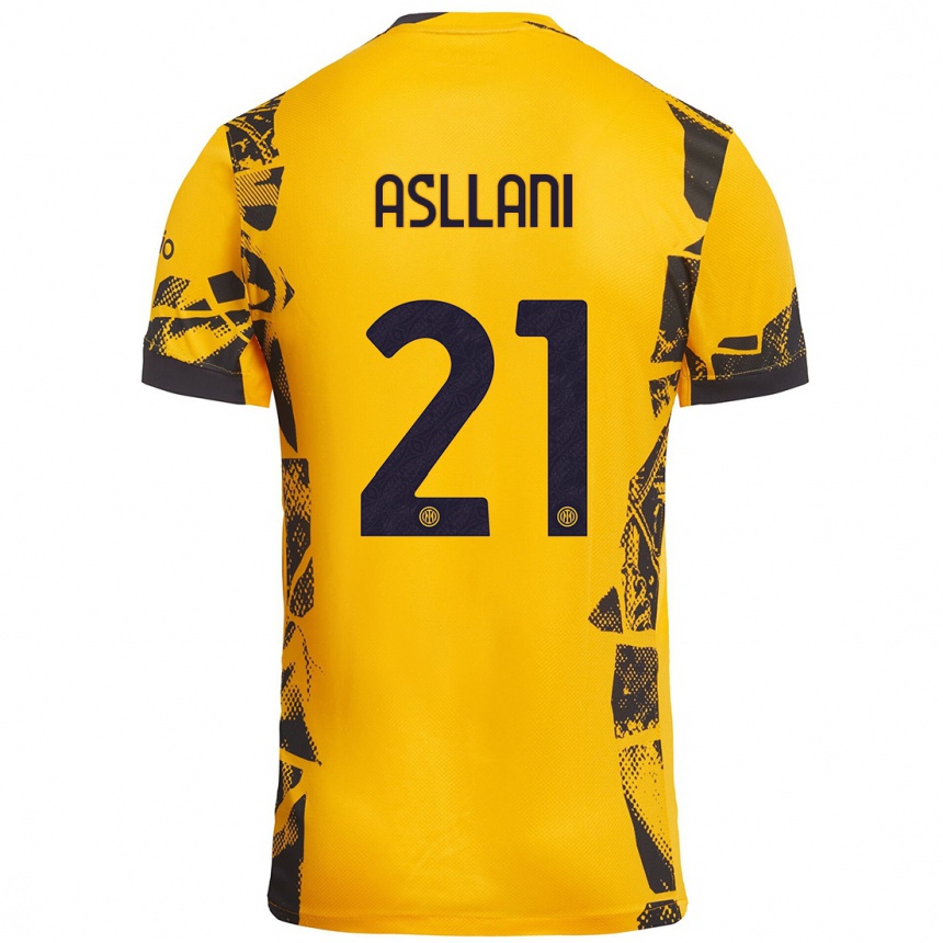 Vaikiškas Kristjan Asllani #21 Auksinis Juodas Trečias Marškinėliai 2024/25 T-Shirt