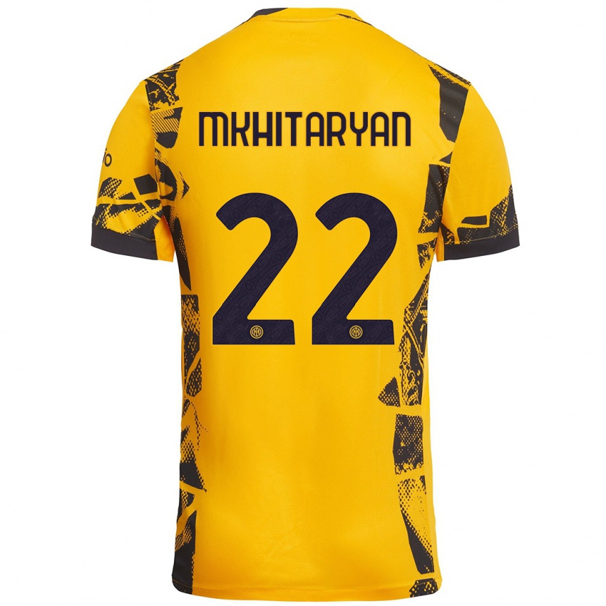 Vaikiškas Henrikh Mkhitaryan #22 Auksinis Juodas Trečias Marškinėliai 2024/25 T-Shirt