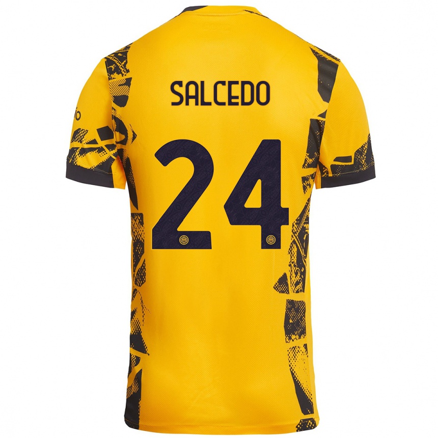 Vaikiškas Eddie Salcedo #24 Auksinis Juodas Trečias Marškinėliai 2024/25 T-Shirt